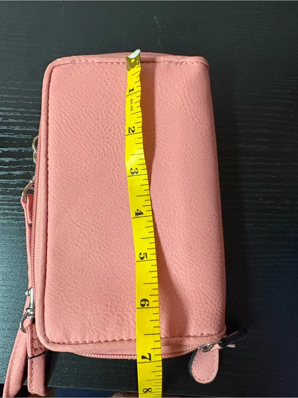Pink Pebbled Crossbody Wallet Organizer Bag Detachable Strap Silver Hardware